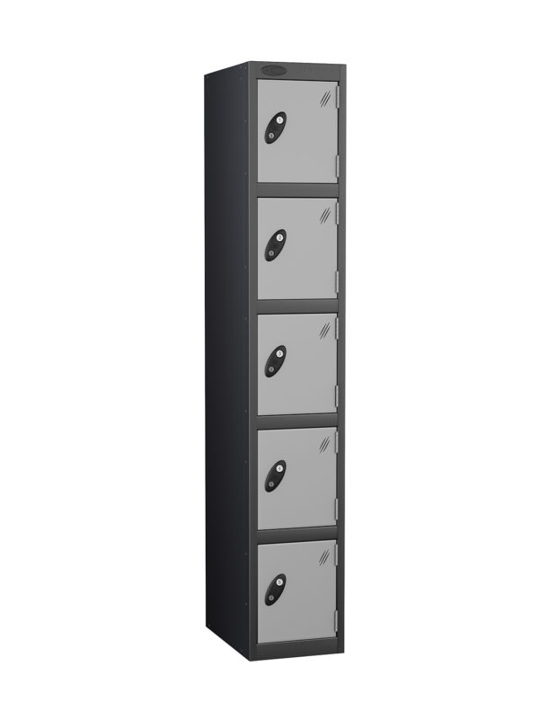 Probe Lockers for 5 users with Silver doors and black body suggestion.