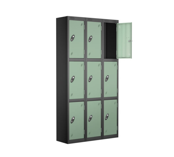 Probe Lockers 9 users with Black body and Jade doors