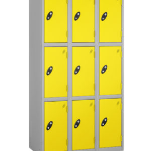 Probe Lockers for 9 users with sil/grey body and lemon doors