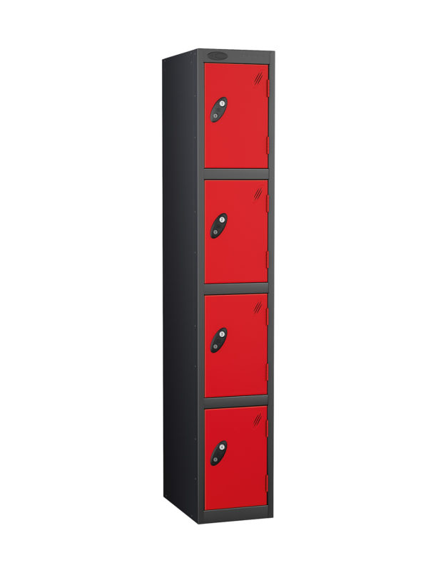 Probe Locker 4 tier, 4 users in black and red.