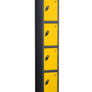Probe 4 tier lockers in black yellow combination.