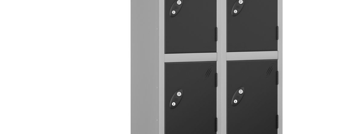 Probe Lockers for 8 persons with black doors, silver grey body