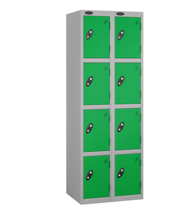 Probe Lockers for 12 users shown in grey body green door option.