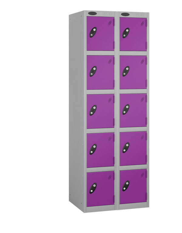 Probe Lockers for 10 users. Shown with grey body and Lilac doors.