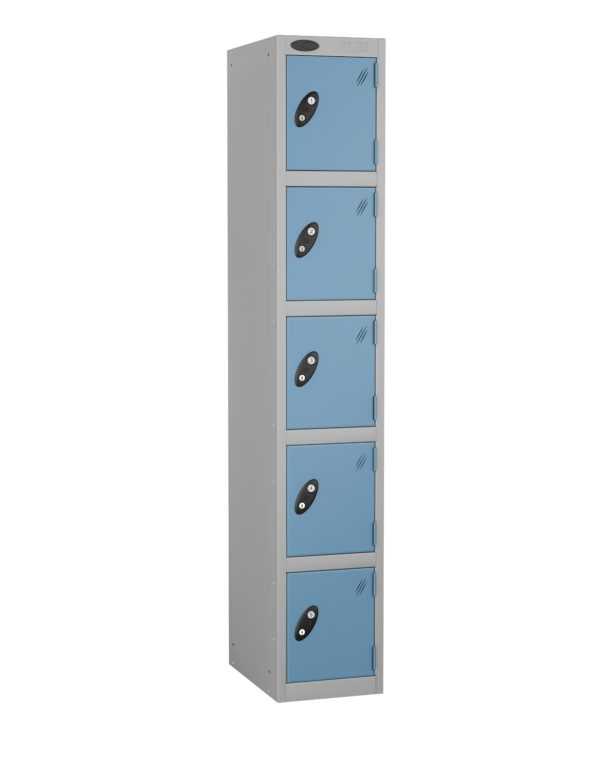 Probe Locker for 5 persons. Silver grey body and Ocean doors,