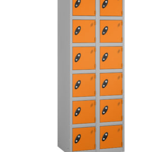 Probe Lockersfor 12 persons with orange doors and grey body