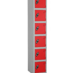 Probe Lockers 6 users in classic red door grey body combination.