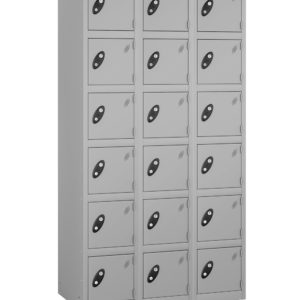 Probe Lockers for 18 users shown with grey body and doors