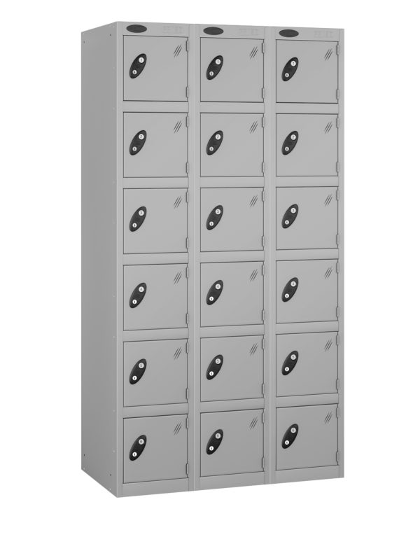 Probe Lockers for 18 users shown with grey body and doors