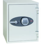 The Phoenix safe titan fs1283e is the largest of three £2000 cash rated fire safe for the home or office safe product range. Its external dimensions are ; Height 515mm Width 400mm and depth 440mm. This is ideal for placement in a cupboard. It comes supplied with fixing bolts. Its a one hour fire safe for paper records and digital media, such as photos, memory sticks or hard drives. This model comes with key hooks on its door and is GDPR compliant. It comes fitted with a high quality electronic code lock that with easy programming, features a scramble code option.