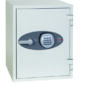 The Phoenix safe titan fs1283e is the largest of three £2000 cash rated fire safe for the home or office safe product range. Its external dimensions are ; Height 515mm Width 400mm and depth 440mm. This is ideal for placement in a cupboard. It comes supplied with fixing bolts. Its a one hour fire safe for paper records and digital media, such as photos, memory sticks or hard drives. This model comes with key hooks on its door and is GDPR compliant. It comes fitted with a high quality electronic code lock that with easy programming, features a scramble code option.