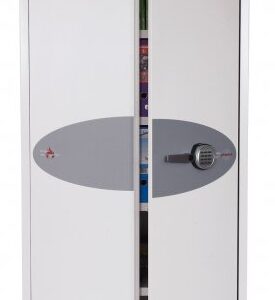 The Phoenix Safe Fire Ranger FS1513E S1 is a £2000 rated fire safe for protection o fpaper records. This comes with electronic code lock.