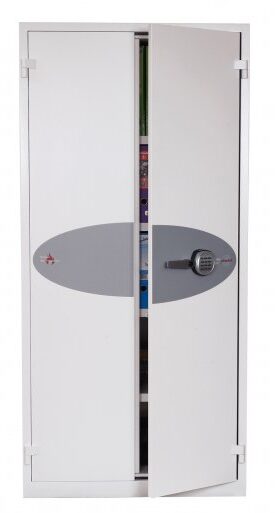 The Phoenix Safe Fire Ranger FS1513E S1 is a £2000 rated fire safe for protection o fpaper records. This comes with electronic code lock.