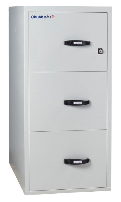Chubbsafes Fire File 120 3 Drawer with secure key lock.