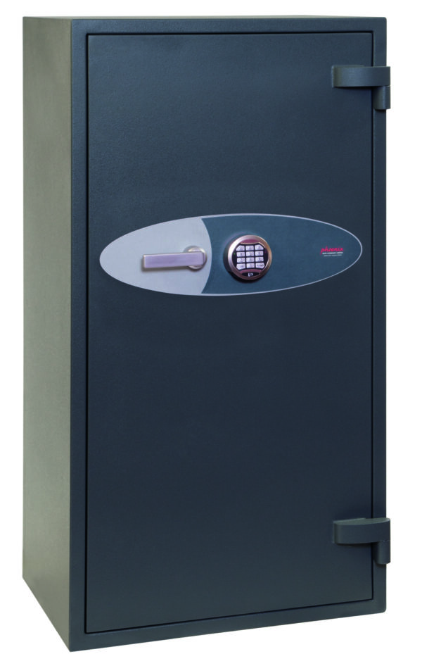 This is the Phoenix Safe Mercury HS2054E euro grade 2 jewellery safe or commercial safe that has great size and capacity. It stands 1280mm tall and has 190 litre capacity for jeweller stock, till drawers, paper records etc. It features a high security electronic code lock with time delay and dual user programmable options.