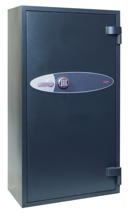 This 1630mm tall Phoenix Safe Mercury HS2055E is a euro grade 2 jeweller safe or commercial safe. Its the largest in this range with a 330 litre capacity and 4 shelves. Fitted with a high security VdS Class 2 electronic lock