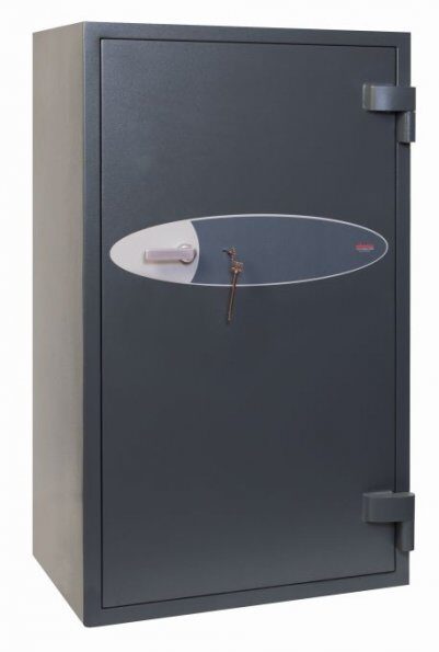 This Phoenix Safe Mercury HS2055K is a euro grade 2 security safe that is used as a retail safe, commercial safe and jewellers safe. Its image shows a graphite grey 1630 tall security safe. It comes ECB.S certified and UK insurance approved to hold £17,500 of cash or up to £175,000 in valuables. This comes furnished with a high security key lock with 2 keys.
