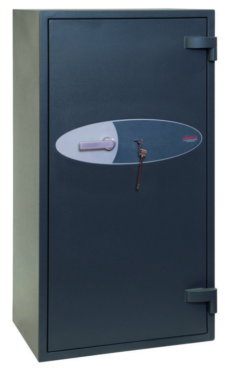 The Phoenix Safe Elara HS3554K is a Euro grade 3 commercial safe, retail safe and security safe. Shown with its door closed. It is ECB.S certified and UK insurer approved. Its a perfect jewellery shop safe sized at 1280mm tall and having 197 litre storage capacity Furnished with a VdS Class 2 high security key lock with 2 keys.