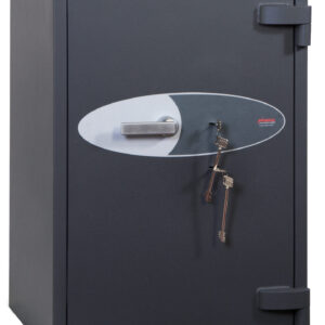 This phoenix safe cosmos hs9073k is a euro grade 5 security safe that is aimed at being a commercial safe, jeweller safe and retail safe. It has been tested and approved to store £1m of jewellery/valuables or £100,000 in cash. Certified and tested by the ECB.S test house and accepted by the UK insurance. Its very strong and able to withstand severe attack, and we are sure that its internal anti drill plates, and security devices on its two key locks will stop any burglar in their tracks