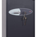The Phoenix safe Cosmos HS9074K is a high grade euro grade 5 security safe that is at home as a commercial safe, jeweller safe, retail safe and safe for the home. Certified by ECB.S test hose and able to hold £100,000 or up to £1m of jewellery. Build like a fortress, this safes has security in abundance, and its fire tested too to protect any documents. It is 1330mm tall and painted in a graphite grey paint, that should indeed last for years. This safe comes with two high security double bitted key locks, each with 2 keys.