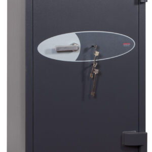 Its big, its strong, its ECB.S tested and certified. This Phoenix safe Cosmos HS9075K is a euro grade 5 security safe with 2 key locks. Its used as a commercial safe, retail safe and jeweller safe and its great as a domestic high grade safe. Approved to store £100,000 in cash or £1m of jewellery or valuables. Internal security devices protect the locks making this a really hard safe so break. Size: It is 1520mm tall by 690mm square , its heavy... only 1250kg. We recommend professional delivery.