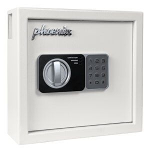This Phoenix Safe KS0030 Series KS0031E is a 30 hook deposit key cabinet with electronic code lock and key override.