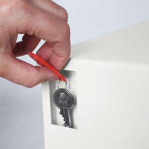 Easy slot deposit for returned keys. Its ideal for Schools, Hospitals, homes and offices or holiday caravans key returns.