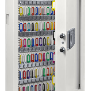 Cygnus KS0033E shows door partially open. You can see an array of multi coloured key fobs.