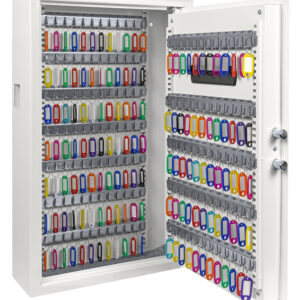 This is the Cygnus KS0033E deposit key cabinet shown fully open. It comes with multi colour key tags for key identification.