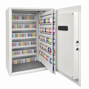 This is the Cygnus KS0035E deposit key cabinet shown fully open. It comes with an 500 key hooks and multi colour key tags for key identification.