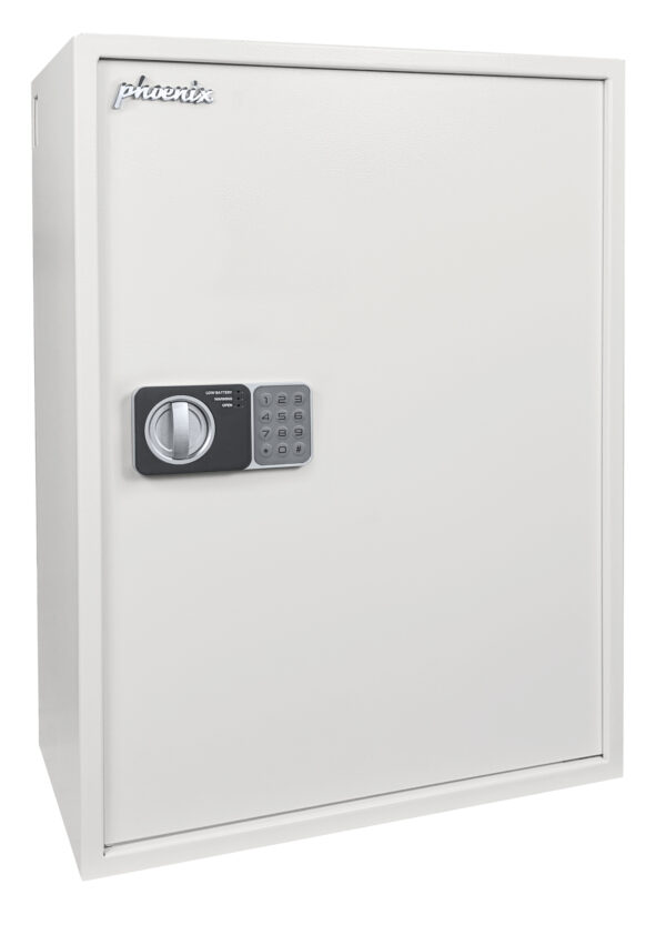 This Phoenix Safe KS0030 Series KS0036E is a 700 hook deposit key cabinet with electronic code lock and key override