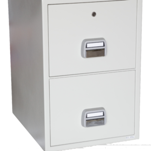 The De Raat Protector SF0680-2DK is a 2 drawer fire resistant filing cabinet with 90 minutes fire protection for paper records. It offers great capacity and makes a good office fire filer. Furnished with a secure key lock and supplied with 2 keys.