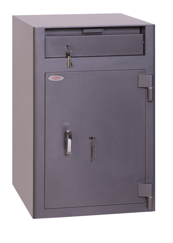 The Phoenix Safe SS0998KD is a £3000 cash rated deposit safe for the retailer. It can be used to allow staff to deposit cash or goods into the main body without the need to open its door. This comes with a key lock.