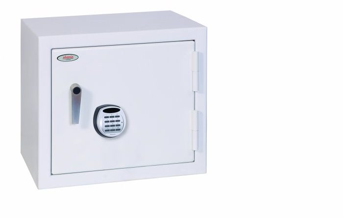 The Phoenix Safe Securstore SS1161E is a security cabinet that can be used as an office safe or even a school safe. It is the smallest in this range with its size, akin to a small fridge. It comes with a high security easy to programme electronic code lock.