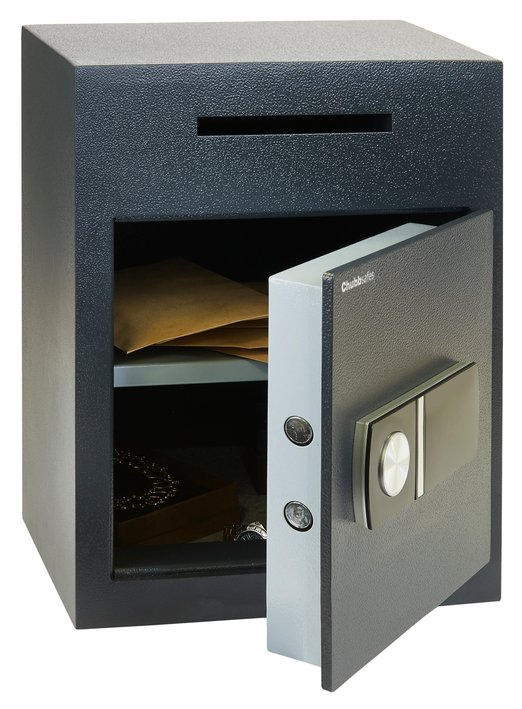 Chubbsafes Sigma Deposit 3e with letter slot deposit and electronic code lock.