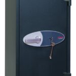 This 900mm tall Phoenix safe Neptune HS1050 Series HS1053K is a euro grade 1 security safe for the home or office safe that offers great storage. It is also a retailer safe. It has a 30 minute fire rating for paper records and ready prepared for floor and wall fixing. The safe comes with approvals from the Police and association of Insurance surveyors. Tested by ECB.S. The HS1053K comes with a high security key lock with 2 keys.