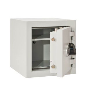 This Prisma Grade 2 size 1e is shown with its door half open. You can see its strong door bolts to the side and top of its door.