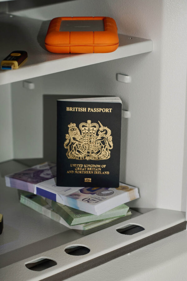 Here is a suggestion of items to store including spare car/van keys, passports, holiday monies. The shelf supplied is height adjustable.