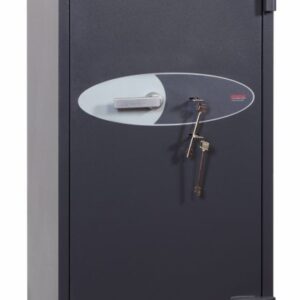 The Phoenix safe Planet HS6074K is a high quality euro grade 4security safe that is an ideal retail safe or jeweller safe. Being 1210mm tall by 580mm wide makes this also ideal as a commercial safe. Finished in graphite grey and supplied with 2 height adjustable shelves. This safe comes tested and approved by UK insurers, and it has the ECB.S certification. This is designed to provide extreme protection for domestic and business use. The safe door has 3 way angular locking bolts, anti drill plate work and re-locker protection for both its high security key locks.