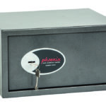 The Phoenix Safe Vela Home Safe SS0803K is a £1000 cash rated security safe with key lock. Ideal low cost home safe. This is shown with its door closed.