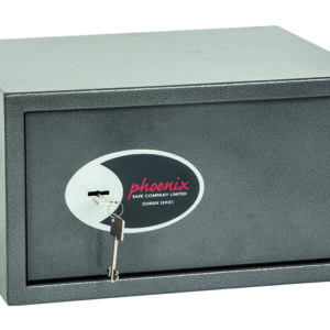 The Phoenix Safe Vela Home Safe SS0803K is a £1000 cash rated security safe with key lock. Ideal low cost home safe. This is shown with its door closed.