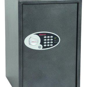 Phoenix Safe Vela Home SS0805E shown with its door closed. Its a popular safe for the home, or office safe with electronic lock. Its got key override too!!