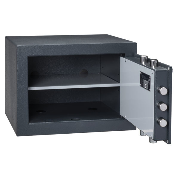 Chubbsafes zeta euro grade 1 office safe or safe for the home shown open with 1 shelf.