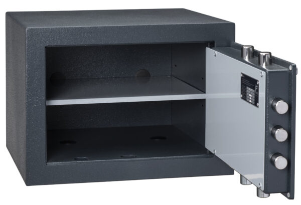 Chubbsafes zeta euro grade 1 office safe or safe for the home shown open with 1 shelf.