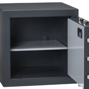 The Zeta Grade 1 size 40k office safe is ready prepared for base and back fixing.
