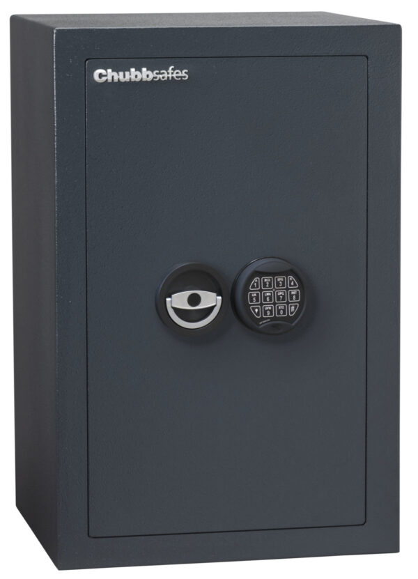 The Chubbsafes Zeta Grade 1 65e is a £10,000 cash rated euro grade 1 security safe for the home, office safe and commercial safe, generally used for storing coinage. This model comes with 2 shelves and is secured by a high quality electronic combination code lock. However, it is also available in this size with a key lock.