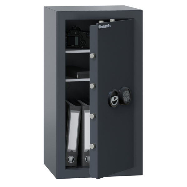Chubbsafes zeta euro grade 1 size 80e commercial safe or large security safe for the home with 2 shelves.