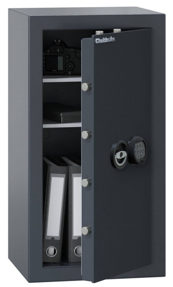 Chubbsafes zeta euro grade 1 size 80e commercial safe or large security safe for the home with 2 shelves.