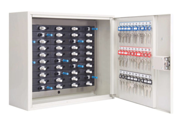 Phoenix Safe Key Control Cabinets KC0082E with 50 retention pegs and 30 key hooks on its door