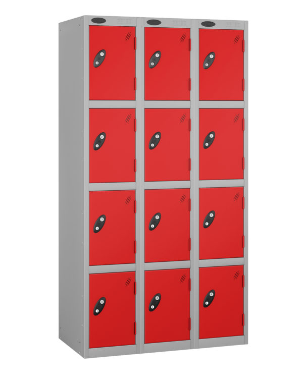 Probe Lockers for 12 users. Shown in red and grey option